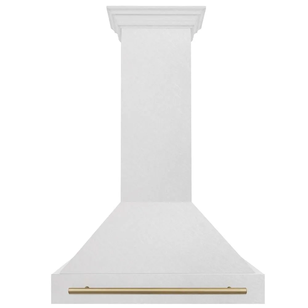 ZLINE Autograph Edition 36 in. Satin Stainless Steel Wall Mount Range Hood with Accent Handle (8654SNZ-36)