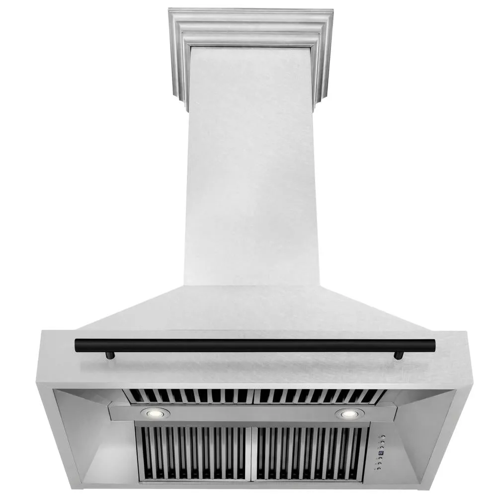 ZLINE Autograph Edition 36 in. Satin Stainless Steel Wall Mount Range Hood with Accent Handle (8654SNZ-36)