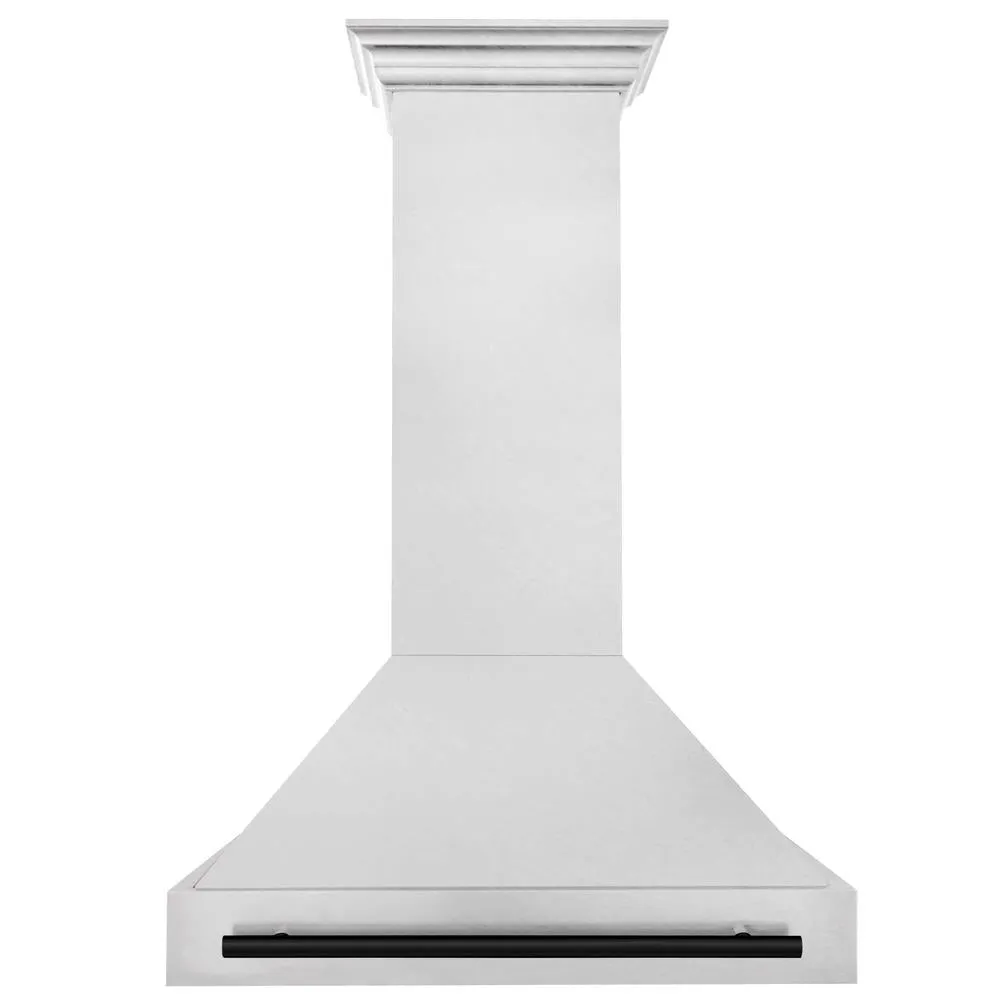 ZLINE Autograph Edition 36 in. Satin Stainless Steel Wall Mount Range Hood with Accent Handle (8654SNZ-36)