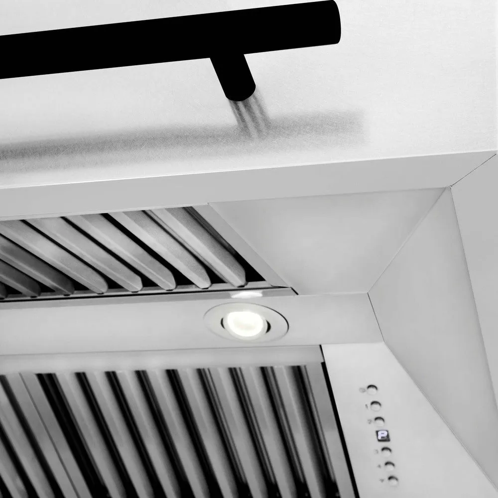 ZLINE Autograph Edition 36 in. Satin Stainless Steel Wall Mount Range Hood with Accent Handle (8654SNZ-36)