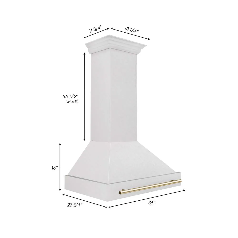 ZLINE Autograph Edition 36 in. Satin Stainless Steel Wall Mount Range Hood with Accent Handle (8654SNZ-36)