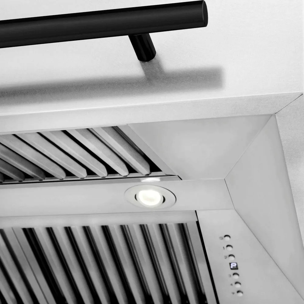 ZLINE Autograph Edition 36 in. Satin Stainless Steel Wall Mount Range Hood with White Matte Shell and Accent Handle (8654SNZ-WM36)