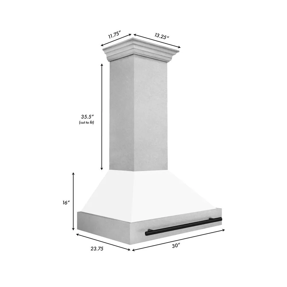 ZLINE Autograph Edition 36 in. Satin Stainless Steel Wall Mount Range Hood with White Matte Shell and Accent Handle (8654SNZ-WM36)