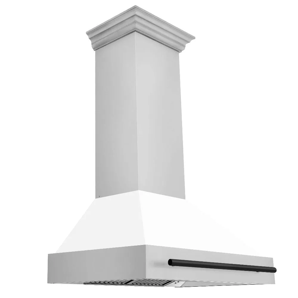 ZLINE Autograph Edition 36 in. Stainless Steel Range Hood with White Matte Shell and Accent Handle (8654STZ-WM36)