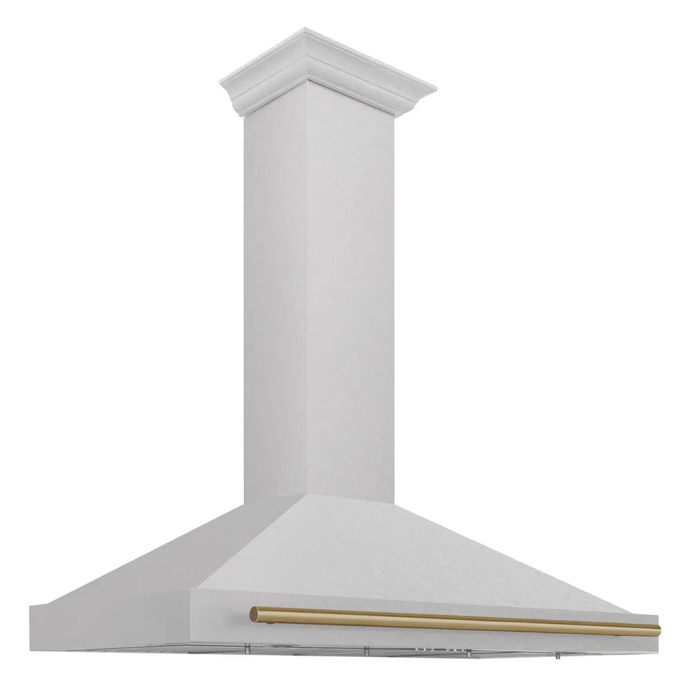 ZLINE Autograph Edition 48 in. Convertible Satin Stainless Steel Wall Mount Range Hood with Accent Handle (KB4SNZ-48)