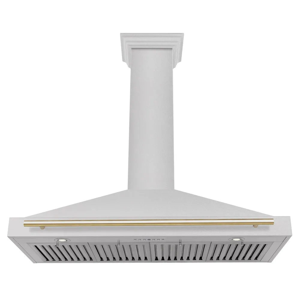 ZLINE Autograph Edition 48 in. Convertible Satin Stainless Steel Wall Mount Range Hood with Accent Handle (KB4SNZ-48)