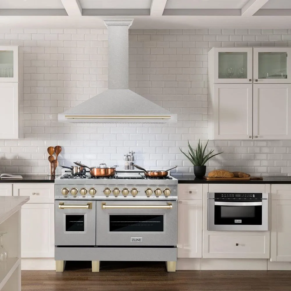 ZLINE Autograph Edition 48 in. Convertible Satin Stainless Steel Wall Mount Range Hood with Accent Handle (KB4SNZ-48)