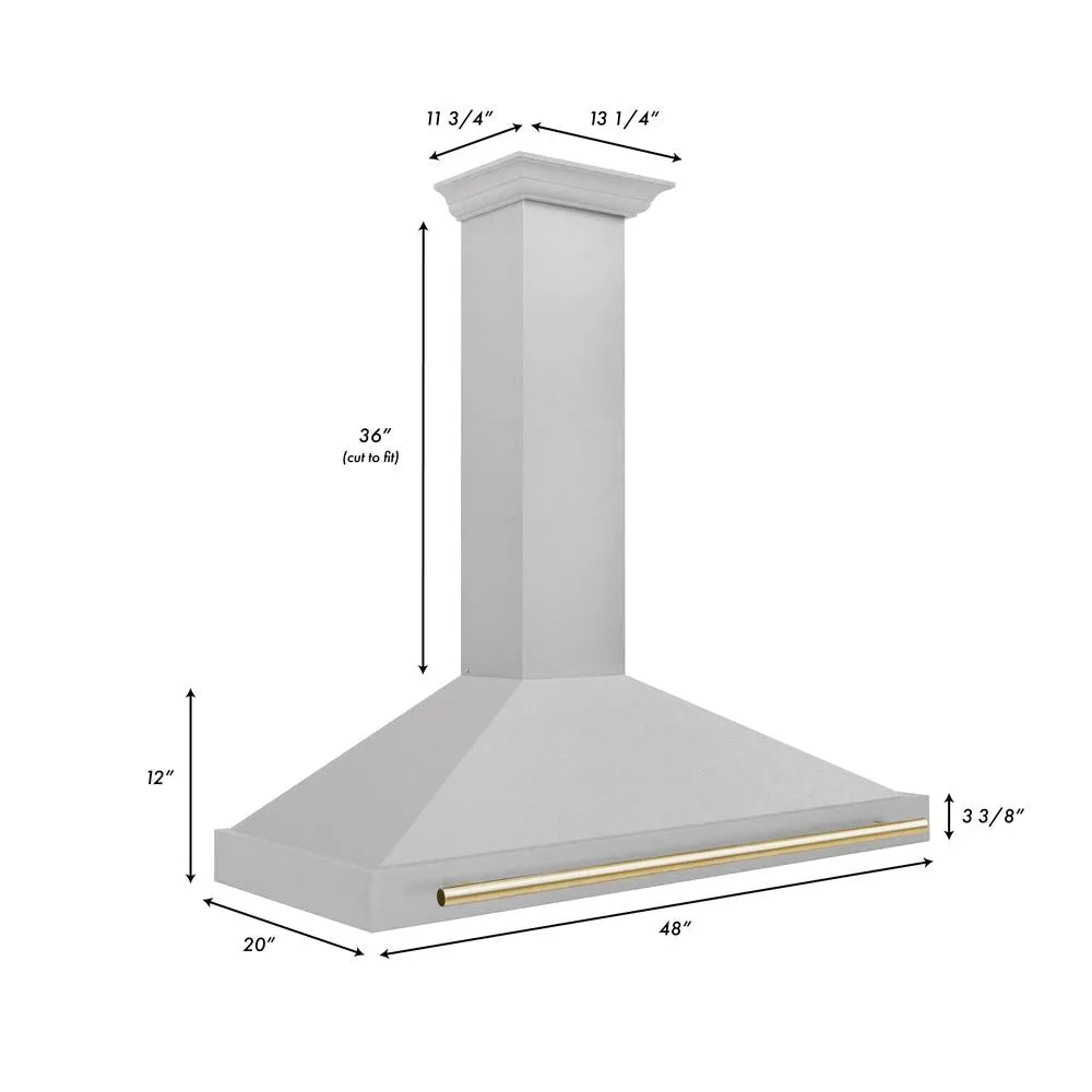 ZLINE Autograph Edition 48 in. Convertible Satin Stainless Steel Wall Mount Range Hood with Accent Handle (KB4SNZ-48)