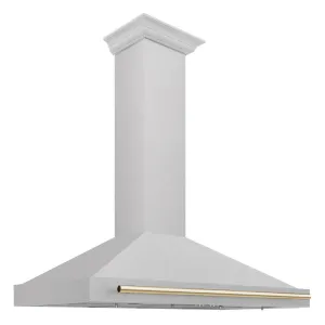 ZLINE Autograph Edition 48 in. Convertible Satin Stainless Steel Wall Mount Range Hood with Accent Handle (KB4SNZ-48)