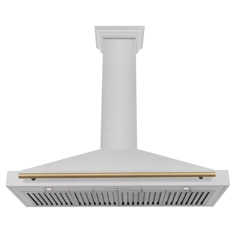 ZLINE Autograph Edition 48 in. Convertible Satin Stainless Steel Wall Mount Range Hood with Accent Handle (KB4SNZ-48)