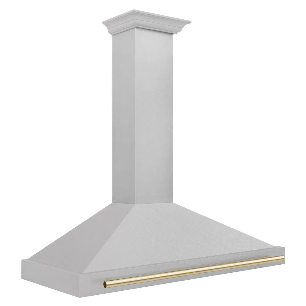 ZLINE Autograph Edition 48 in. Convertible Satin Stainless Steel Wall Mount Range Hood with Accent Handle (KB4SNZ-48)
