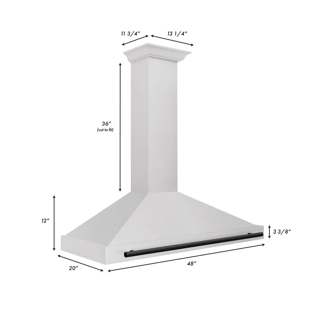 ZLINE Autograph Edition 48 in. Convertible Satin Stainless Steel Wall Mount Range Hood with Accent Handle (KB4SNZ-48)