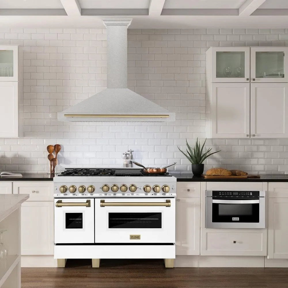 ZLINE Autograph Edition 48 in. Convertible Satin Stainless Steel Wall Mount Range Hood with Accent Handle (KB4SNZ-48)