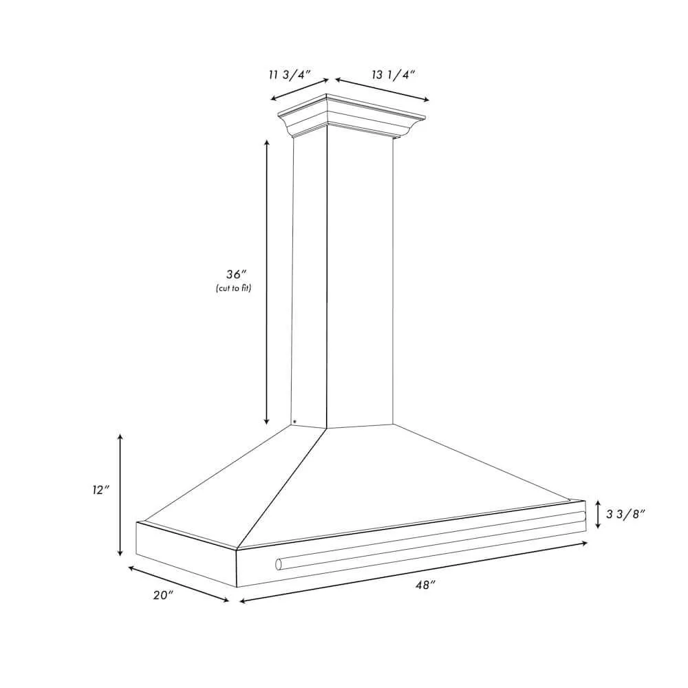 ZLINE Autograph Edition 48 in. Convertible Satin Stainless Steel Wall Mount Range Hood with Black Matte Shell and Accent Handle (KB4SNZ-BLM48)
