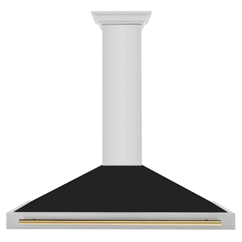 ZLINE Autograph Edition 48 in. Convertible Stainless Steel Range Hood with Black Matte Shell and Accent Handle (KB4STZ-BLM48)