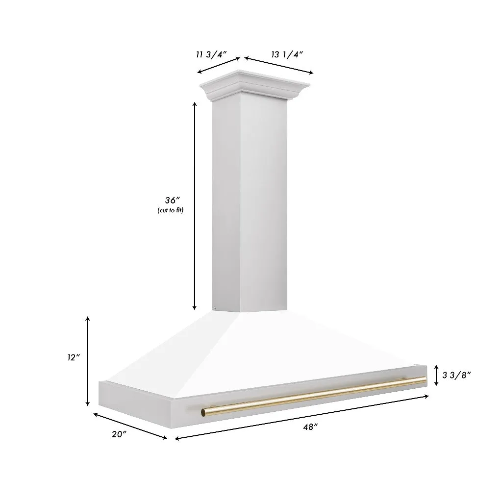 ZLINE Autograph Edition 48 in. Convertible Stainless Steel Range Hood with White Matte Shell and Accents (KB4STZ-WM48)