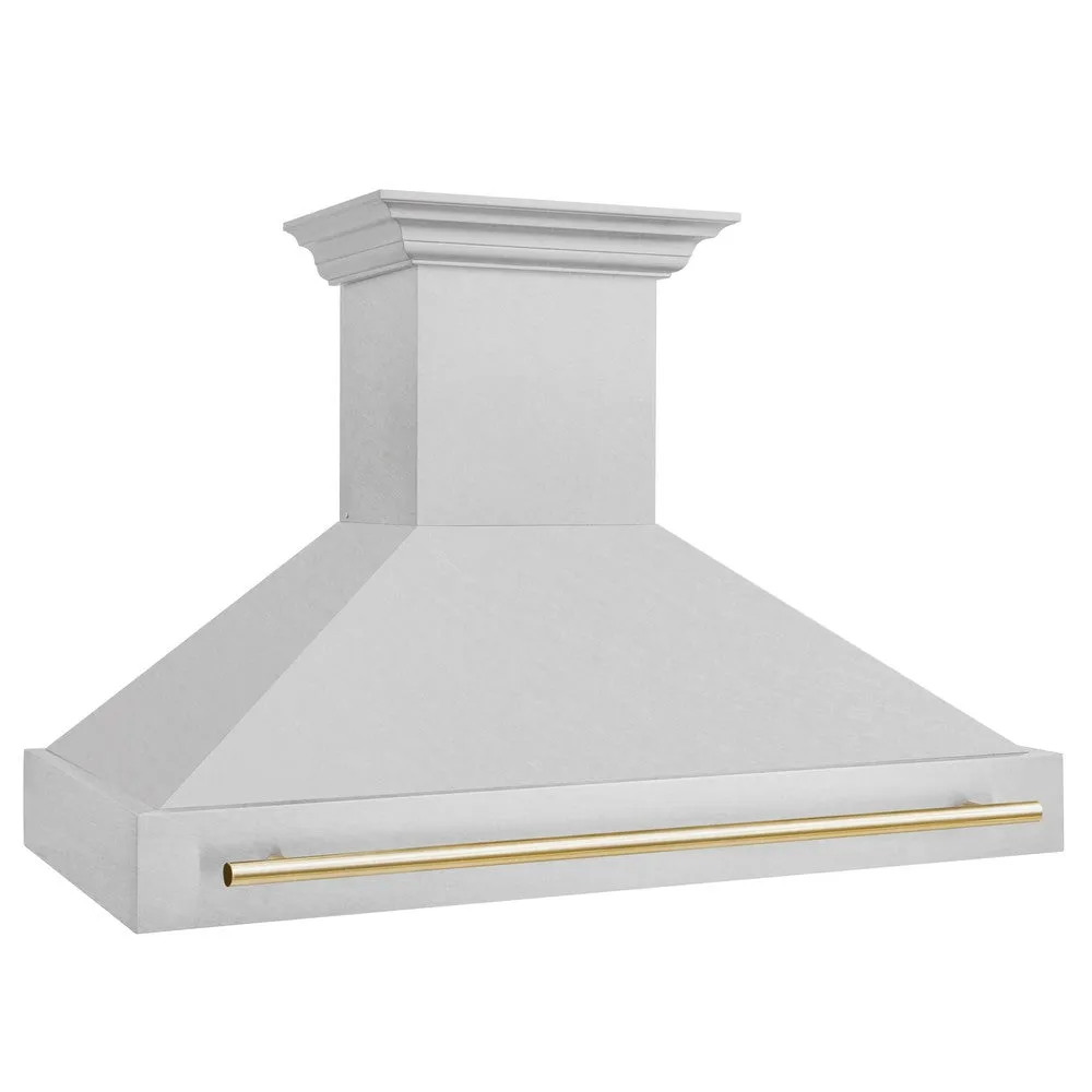 ZLINE Autograph Edition 48 in. Satin Stainless Steel Wall Mount Range Hood with Accent Handle (8654SNZ-48)