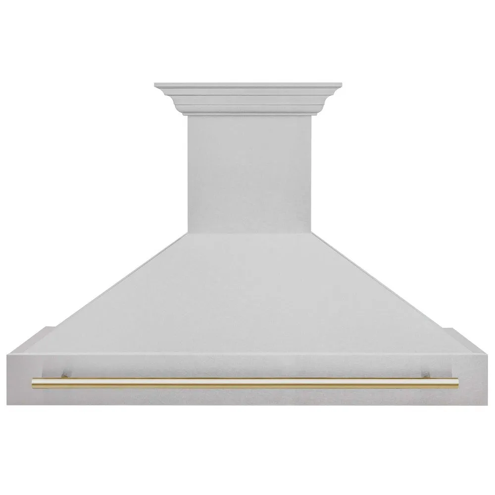 ZLINE Autograph Edition 48 in. Satin Stainless Steel Wall Mount Range Hood with Accent Handle (8654SNZ-48)