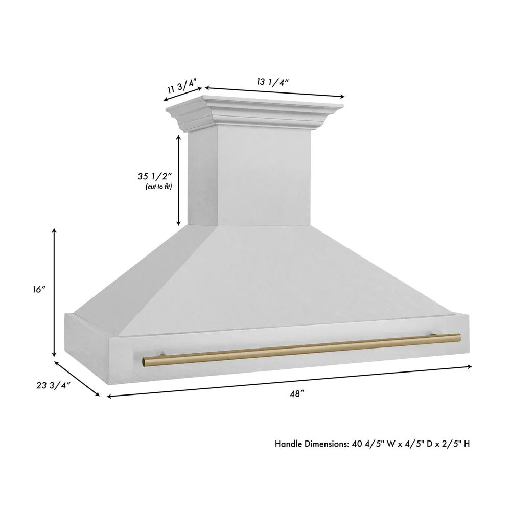 ZLINE Autograph Edition 48 in. Satin Stainless Steel Wall Mount Range Hood with Accent Handle (8654SNZ-48)