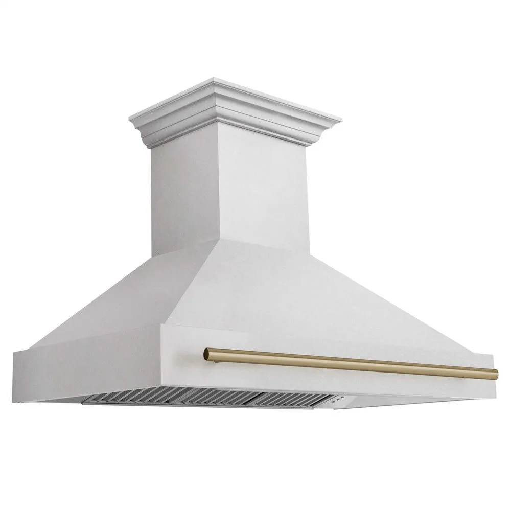 ZLINE Autograph Edition 48 in. Satin Stainless Steel Wall Mount Range Hood with Accent Handle (8654SNZ-48)
