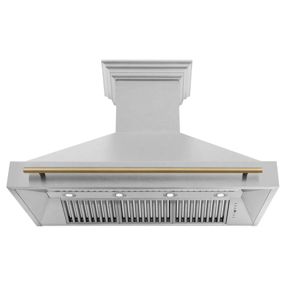 ZLINE Autograph Edition 48 in. Satin Stainless Steel Wall Mount Range Hood with Accent Handle (8654SNZ-48)