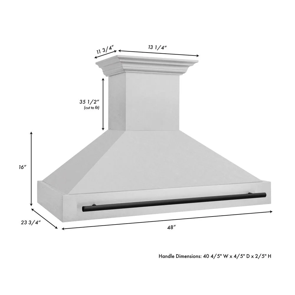 ZLINE Autograph Edition 48 in. Satin Stainless Steel Wall Mount Range Hood with Accent Handle (8654SNZ-48)