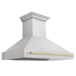 ZLINE Autograph Edition 48 in. Satin Stainless Steel Wall Mount Range Hood with Accent Handle (8654SNZ-48)