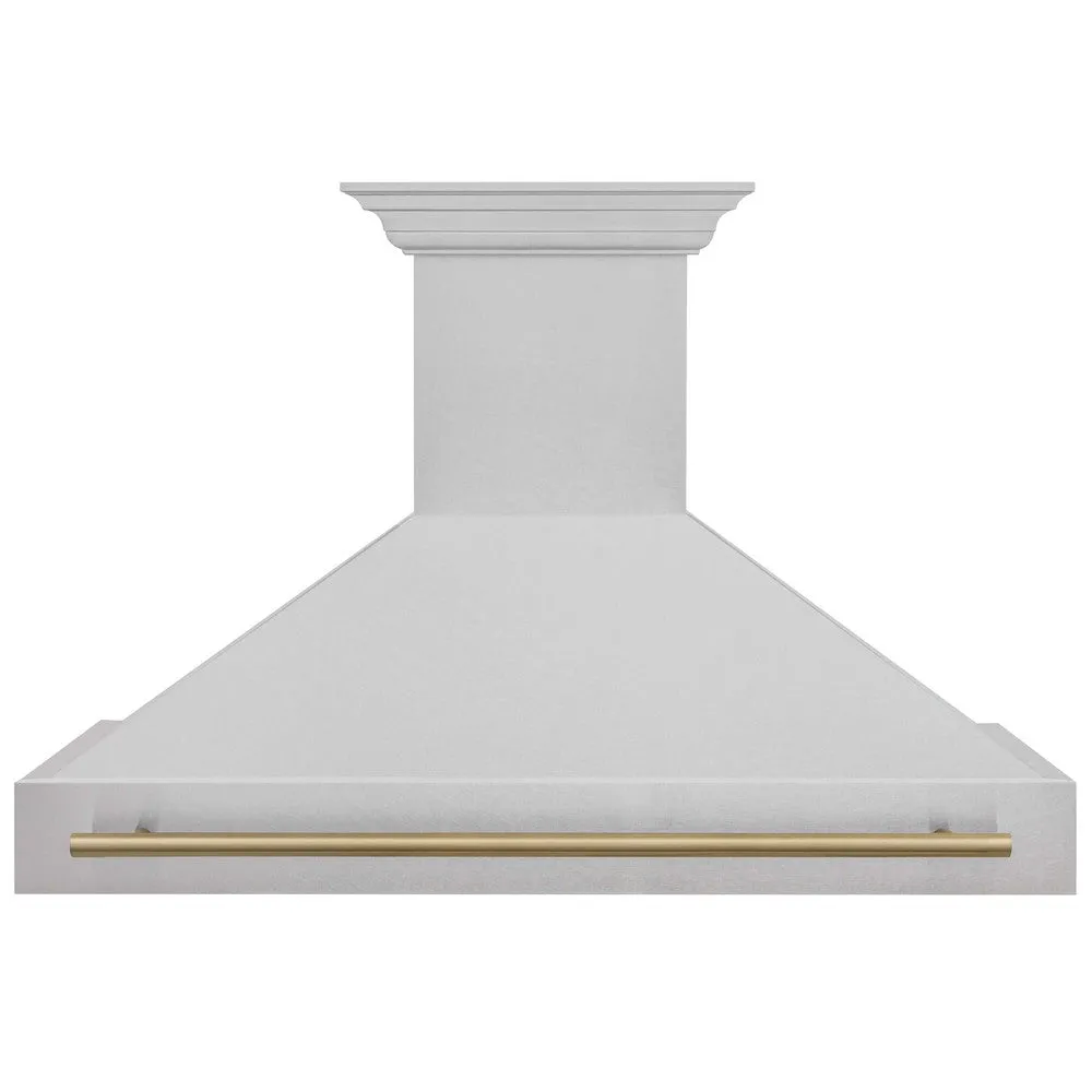 ZLINE Autograph Edition 48 in. Satin Stainless Steel Wall Mount Range Hood with Accent Handle (8654SNZ-48)