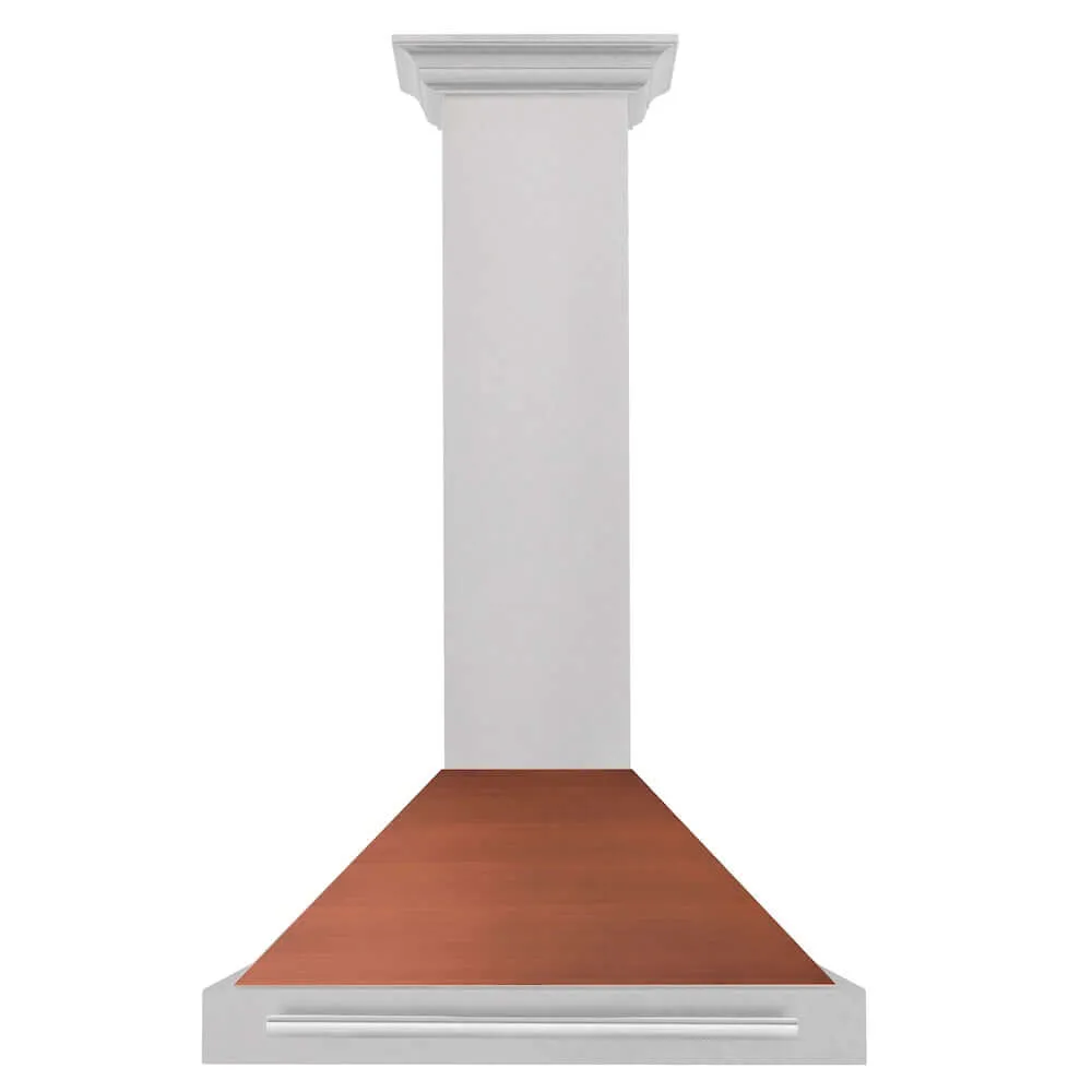 ZLINE Convertible Satin Stainless Steel Wall Mount Range Hood with Copper Shell and Stainless Steel Handle with Size Options (KB4SNX-C)