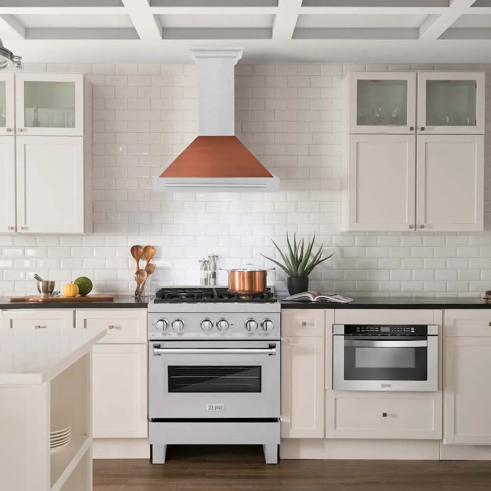 ZLINE Convertible Satin Stainless Steel Wall Mount Range Hood with Copper Shell and Stainless Steel Handle with Size Options (KB4SNX-C)