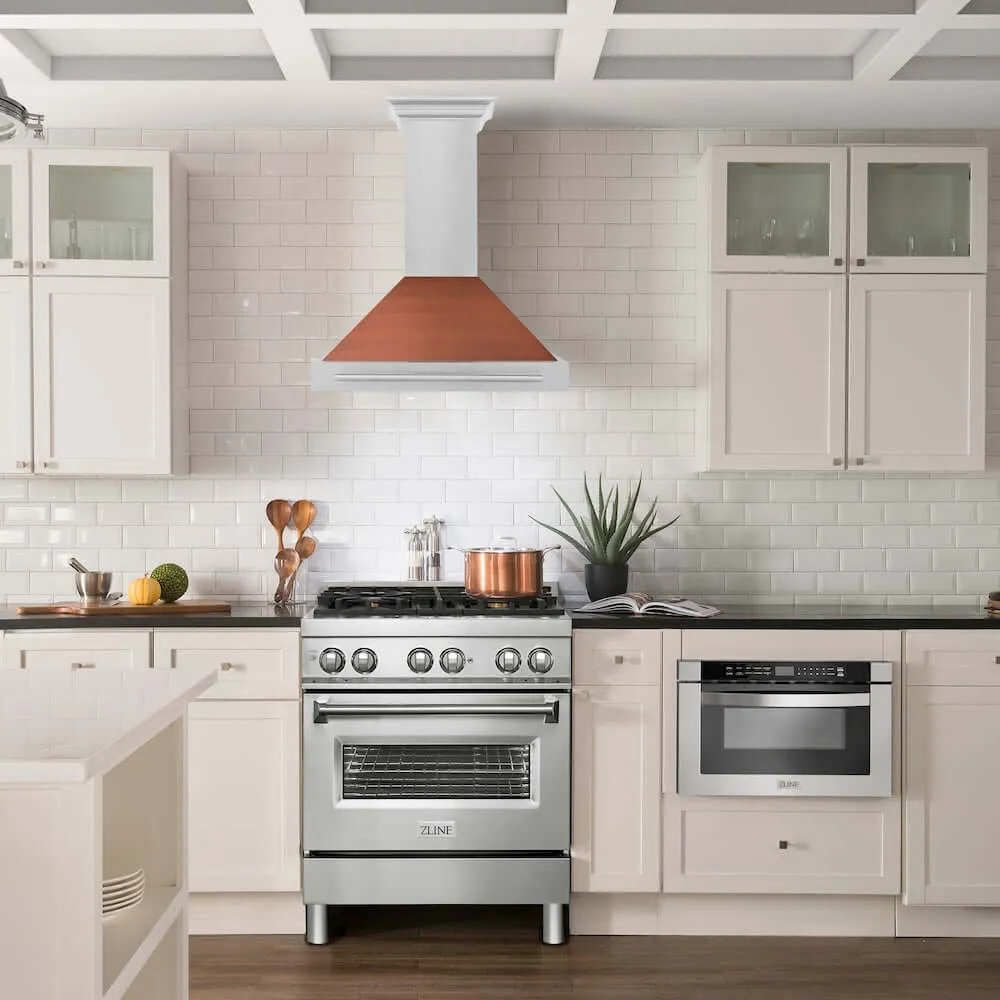 ZLINE Convertible Stainless Steel Range Hood with Copper Shell and Stainless Steel Handle with Size Options (KB4STX-C)