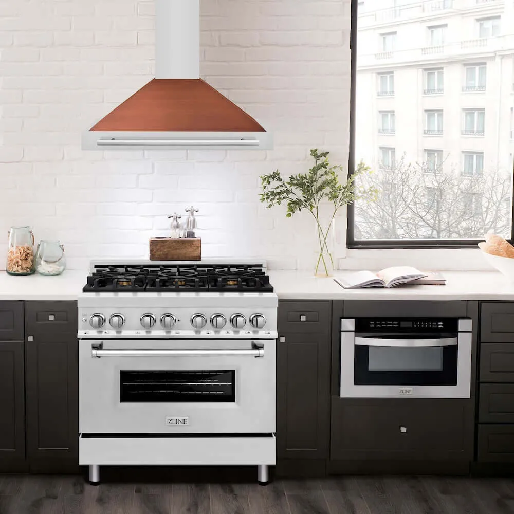 ZLINE Convertible Stainless Steel Range Hood with Copper Shell and Stainless Steel Handle with Size Options (KB4STX-C)