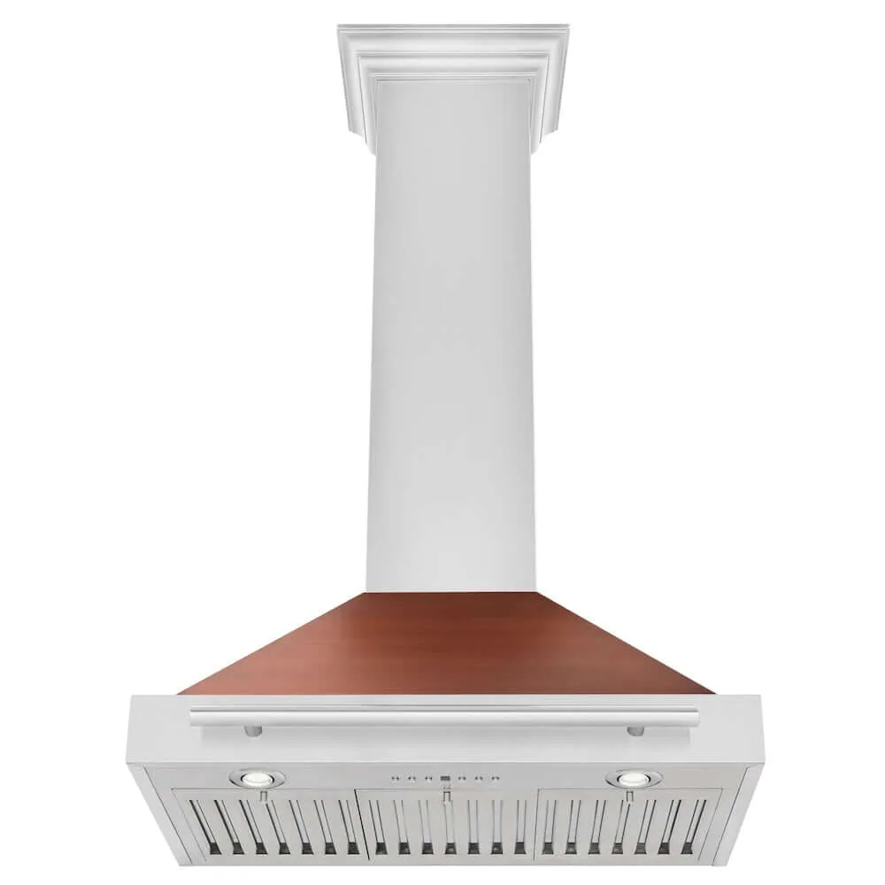 ZLINE Convertible Stainless Steel Range Hood with Copper Shell and Stainless Steel Handle with Size Options (KB4STX-C)