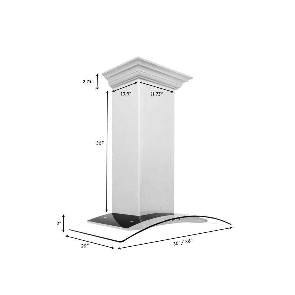 ZLINE Convertible Vent Wall Mount Range Hood in Satin Stainless Steel and Glass with Size Options (8KN4S)
