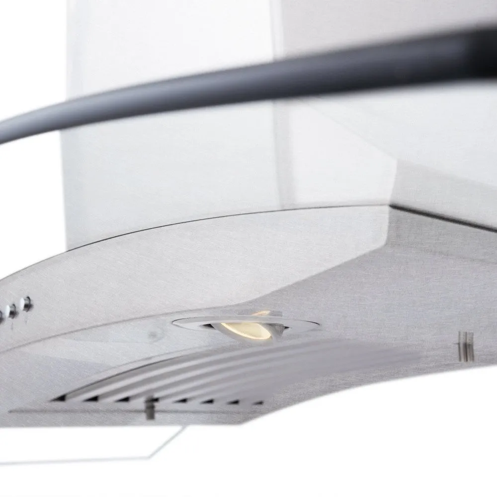 ZLINE Convertible Vent Wall Mount Range Hood in Satin Stainless Steel and Glass with Size Options (8KN4S)