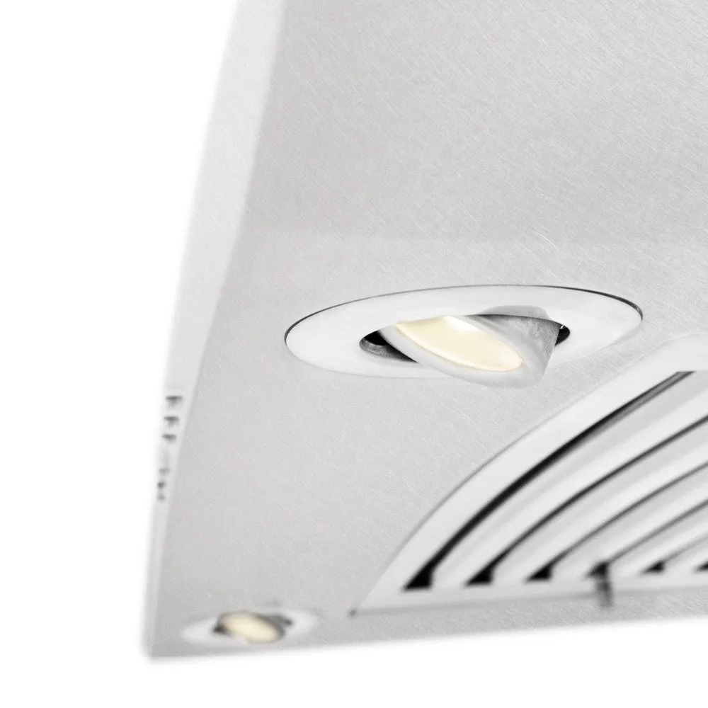 ZLINE Convertible Vent Wall Mount Range Hood in Satin Stainless Steel and Glass with Size Options (8KN4S)