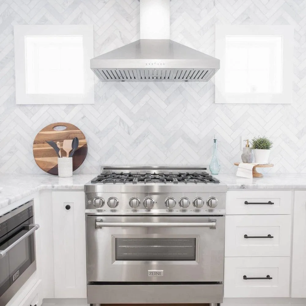 ZLINE Convertible Vent Wall Mount Range Hood in Satin Stainless Steel with Size Options (8KL3S)