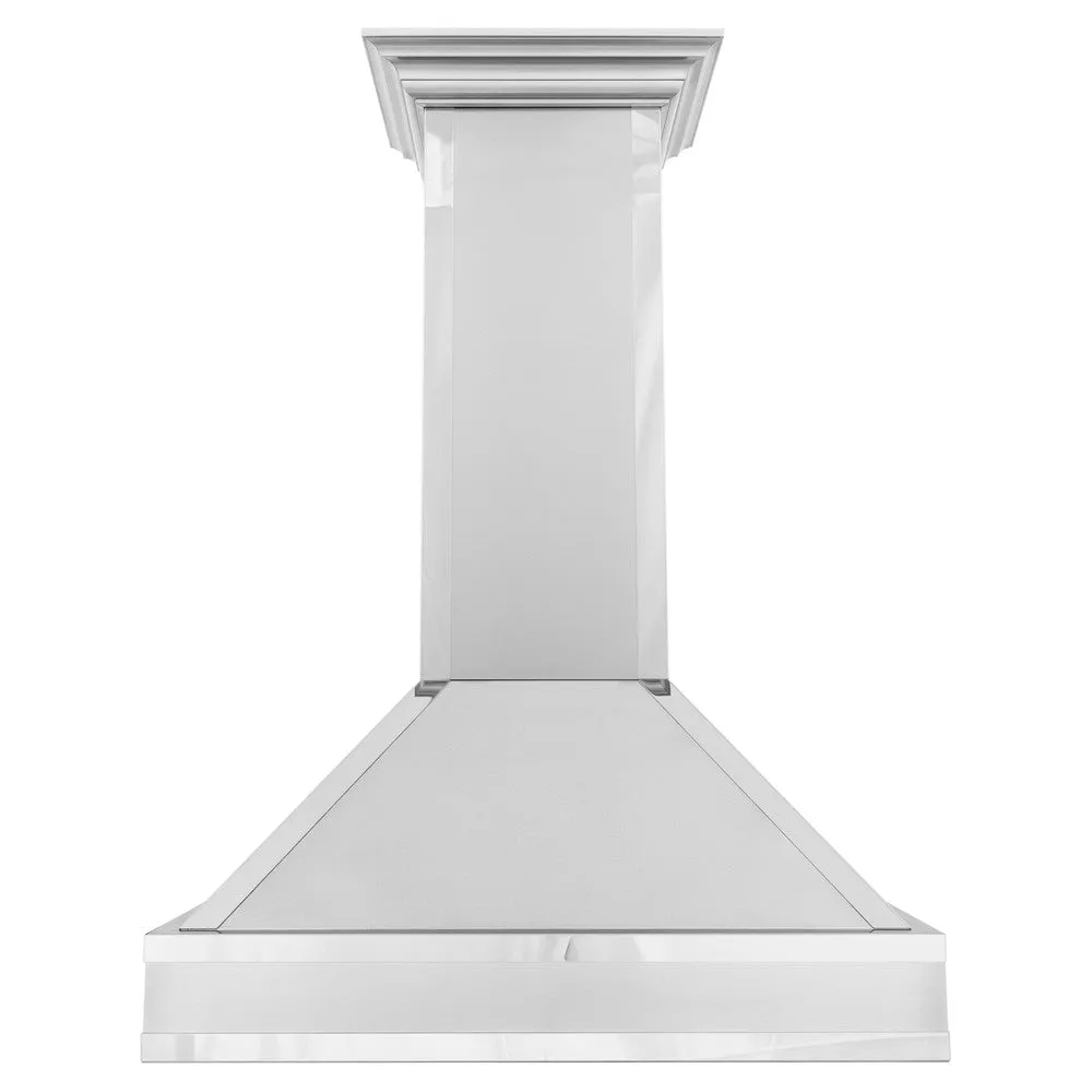 ZLINE Designer Series Ducted Wall Mount Range Hood in Satin Stainless Steel with Mirror Accents and Size Options (655MR)