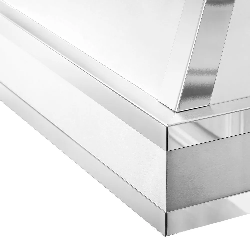 ZLINE Designer Series Ducted Wall Mount Range Hood in Satin Stainless Steel with Mirror Accents and Size Options (655MR)