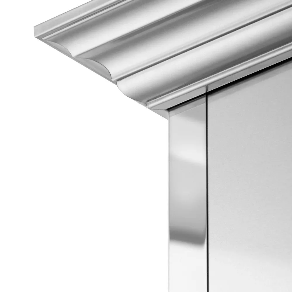 ZLINE Designer Series Ducted Wall Mount Range Hood in Satin Stainless Steel with Mirror Accents and Size Options (655MR)