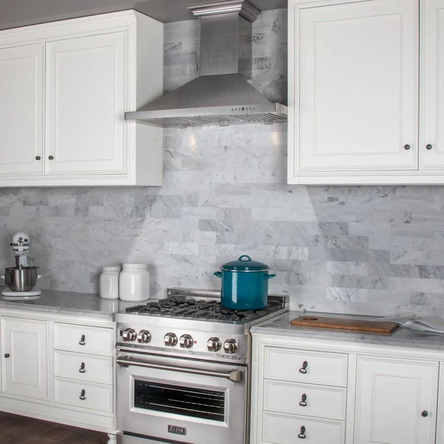 ZLINE Designer Series Satin Stainless Steel Convertible Vent Wall Mount Range Hood with Size Options (8KBS)