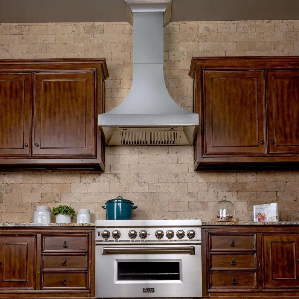 ZLINE Designer Series Satin Stainless Steel Ducted Wall Range Hood with Size Options (8632S)