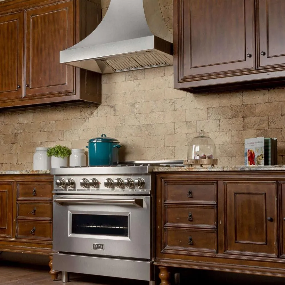 ZLINE Designer Series Satin Stainless Steel Ducted Wall Range Hood with Size Options (8632S)