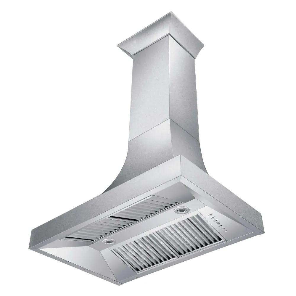 ZLINE Designer Series Satin Stainless Steel Ducted Wall Range Hood with Size Options (8632S)