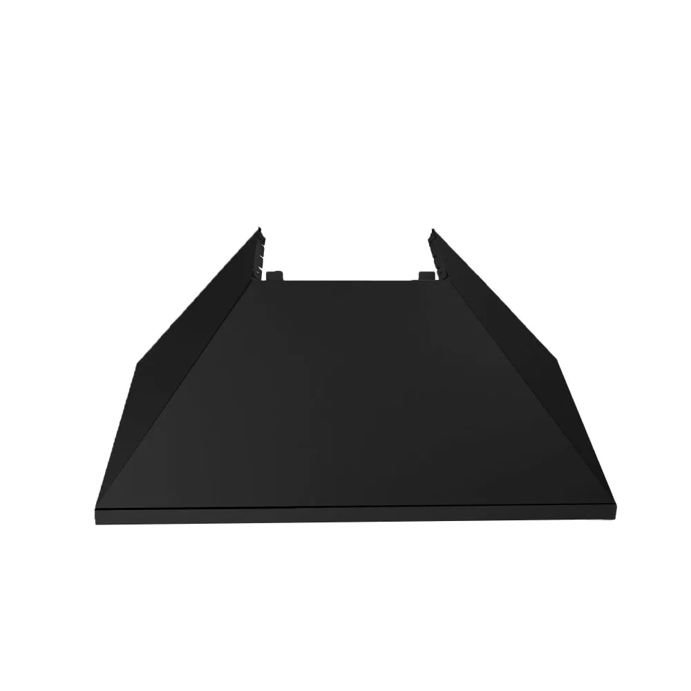 ZLINE Ducted Satin Stainless Steel Wall Mount Range Hood with Black Matte Shell and Size Options (8654BLM)