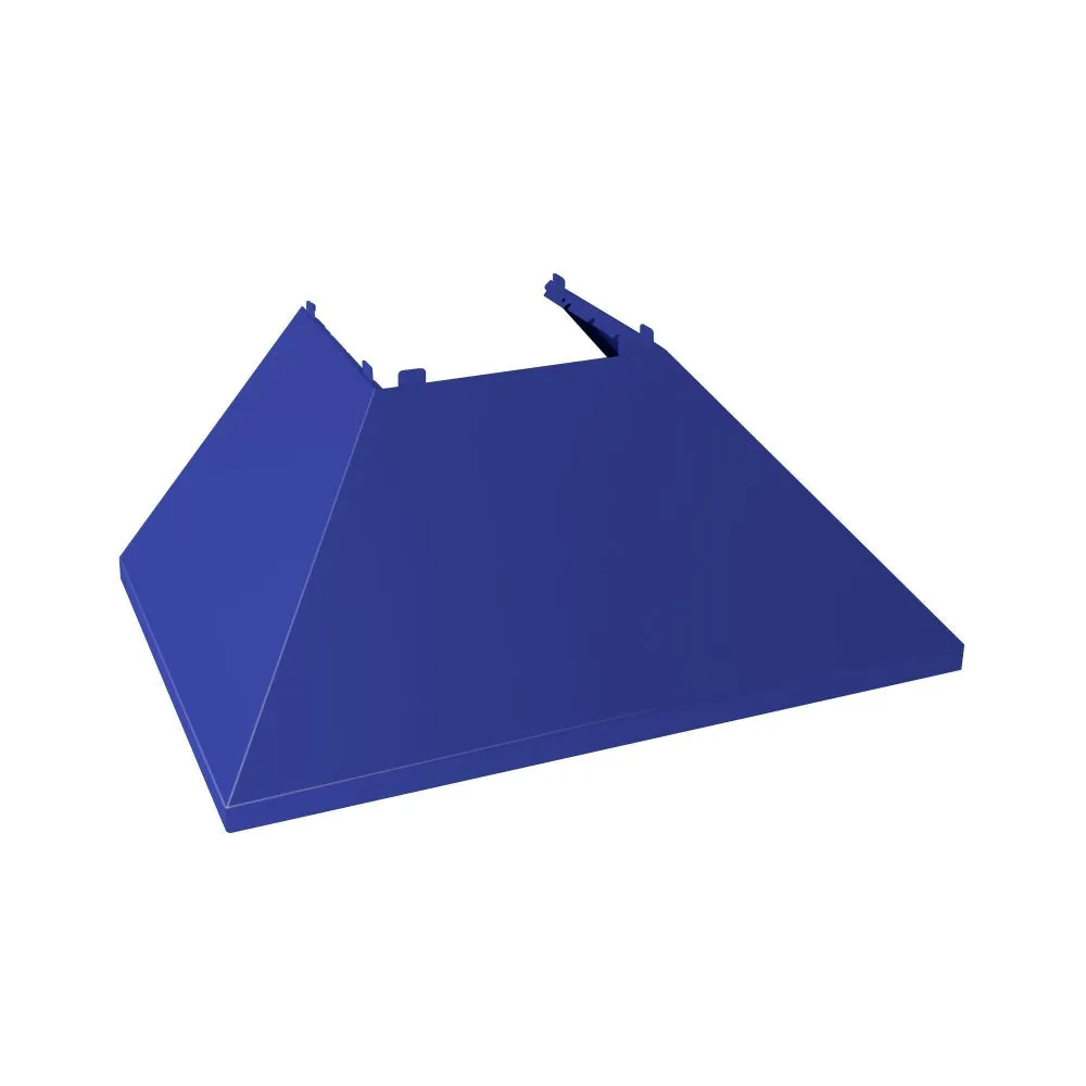 ZLINE Ducted Satin Stainless Steel Wall Mount Range Hood with Blue Matte Shell and Size Options (8654BM)