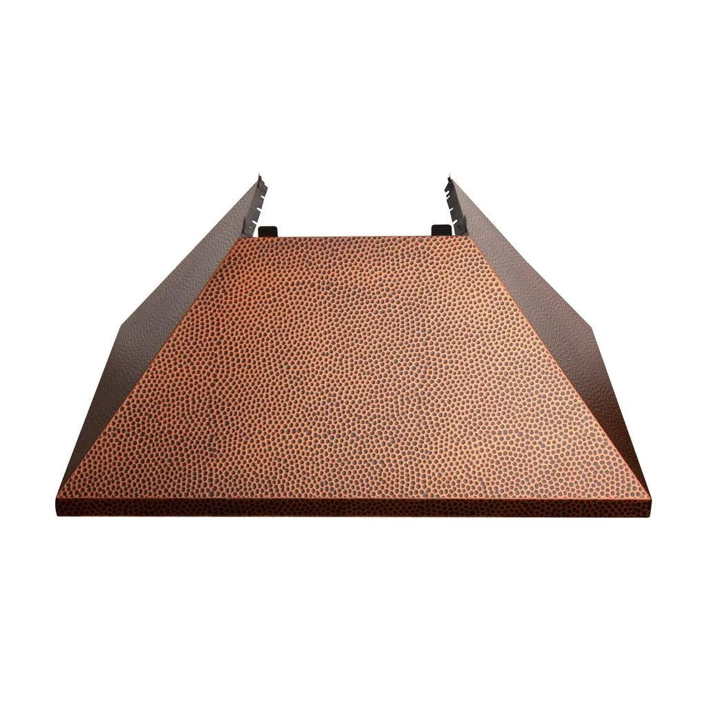 ZLINE Ducted Satin Stainless Steel Wall Mount Range Hood with Hand-Hammered Copper Shell and Size Options (8654HH)