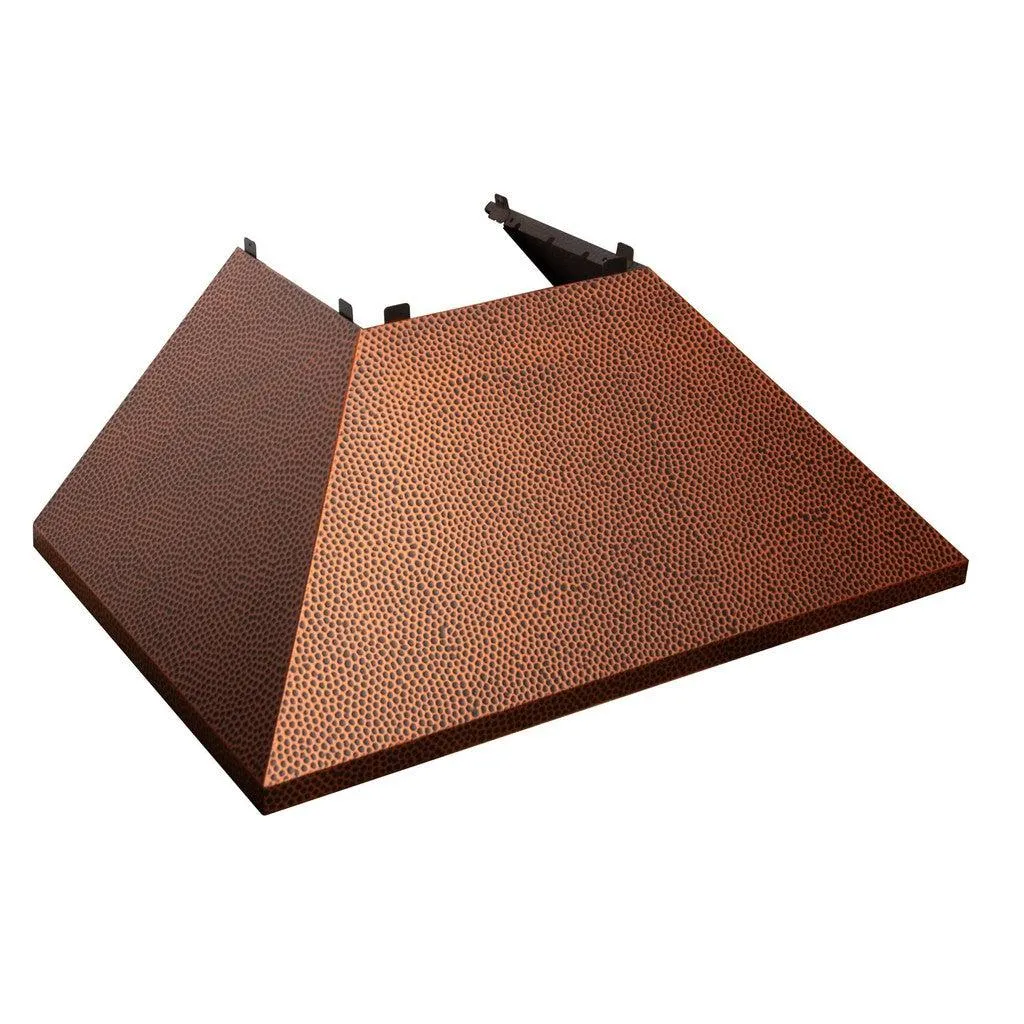 ZLINE Ducted Satin Stainless Steel Wall Mount Range Hood with Hand-Hammered Copper Shell and Size Options (8654HH)