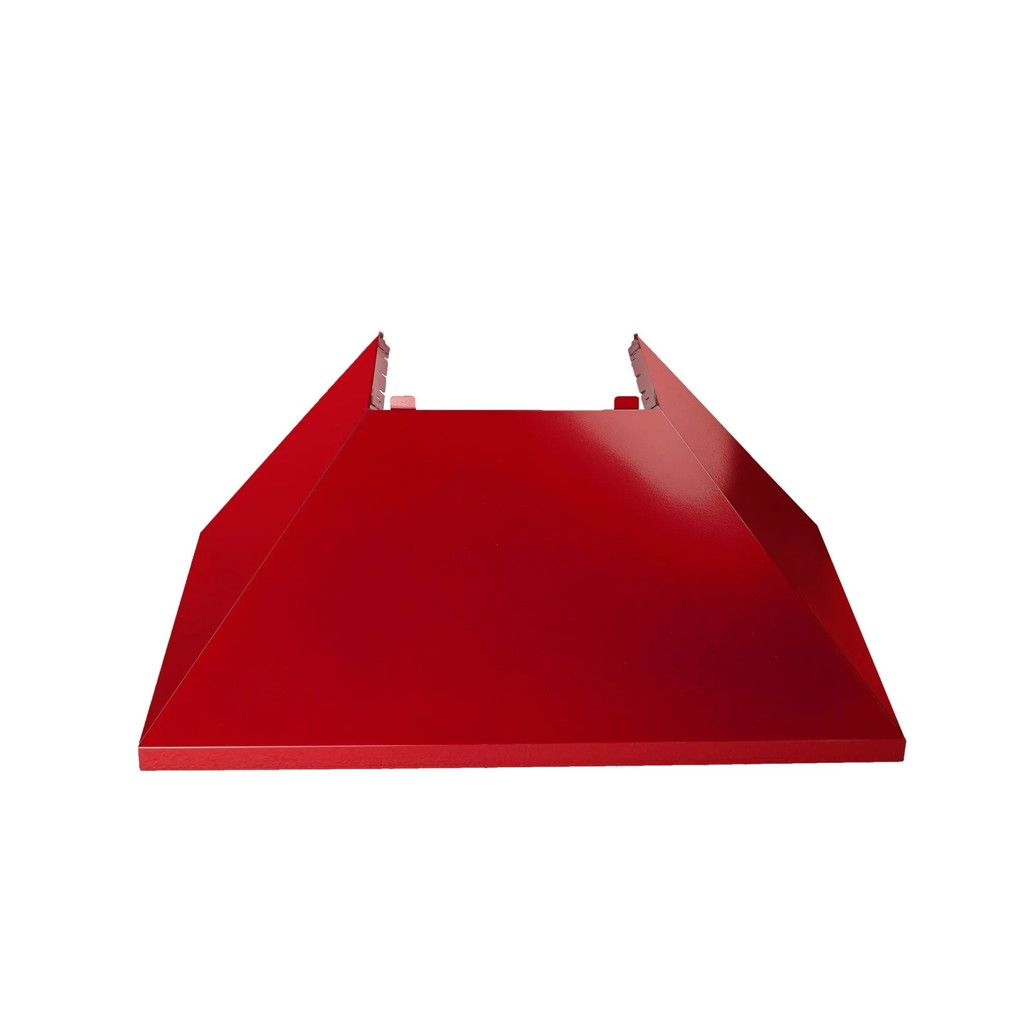 ZLINE Ducted Satin Stainless Steel Wall Mount Range Hood with Red Gloss Shell and Size Options (8654RG)