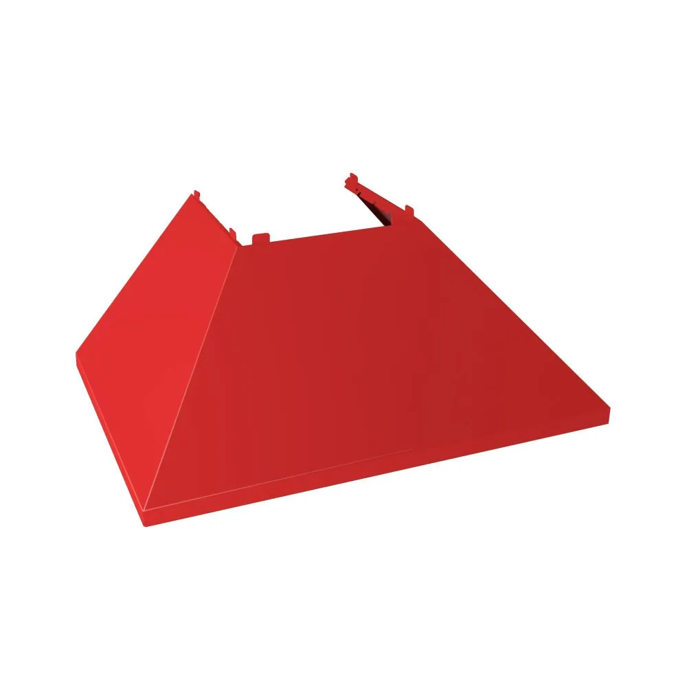 ZLINE Ducted Satin Stainless Steel Wall Mount Range Hood with Red Matte Shell and Size Options (8654RM)